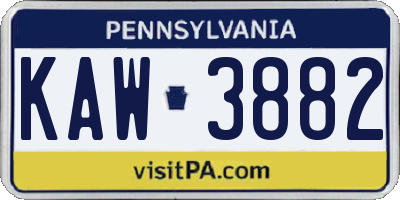PA license plate KAW3882