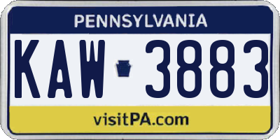 PA license plate KAW3883