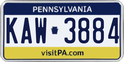 PA license plate KAW3884