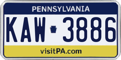 PA license plate KAW3886