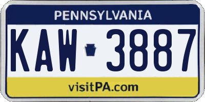 PA license plate KAW3887
