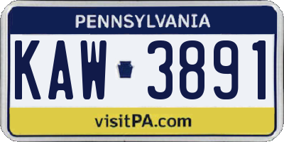 PA license plate KAW3891