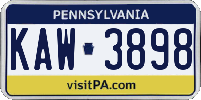 PA license plate KAW3898