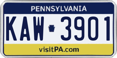 PA license plate KAW3901