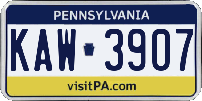 PA license plate KAW3907