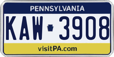 PA license plate KAW3908