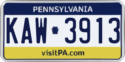 PA license plate KAW3913