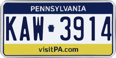 PA license plate KAW3914
