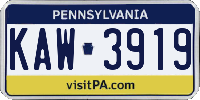 PA license plate KAW3919