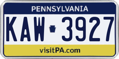 PA license plate KAW3927