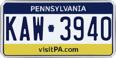 PA license plate KAW3940