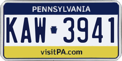 PA license plate KAW3941