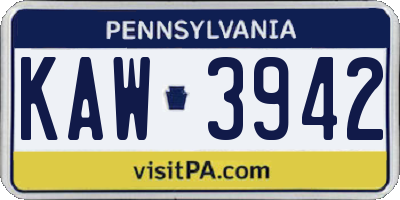 PA license plate KAW3942