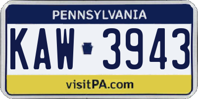 PA license plate KAW3943
