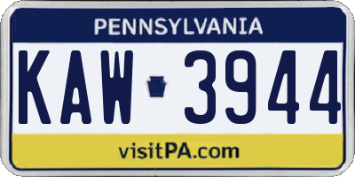 PA license plate KAW3944
