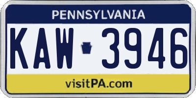 PA license plate KAW3946