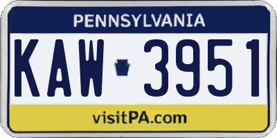 PA license plate KAW3951