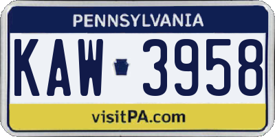 PA license plate KAW3958