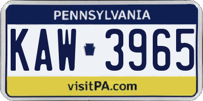 PA license plate KAW3965