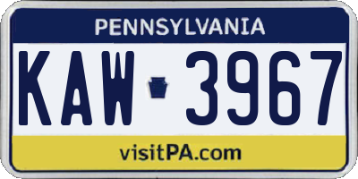 PA license plate KAW3967