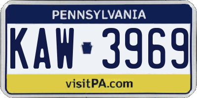 PA license plate KAW3969