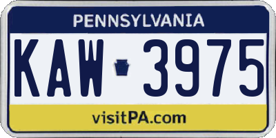 PA license plate KAW3975