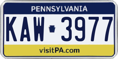 PA license plate KAW3977