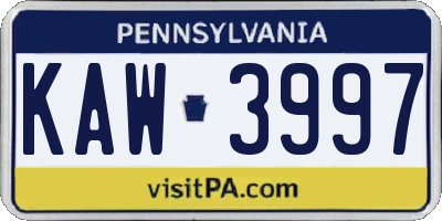 PA license plate KAW3997