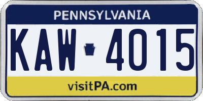 PA license plate KAW4015