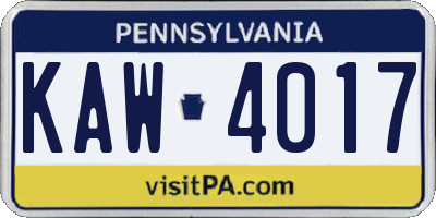 PA license plate KAW4017