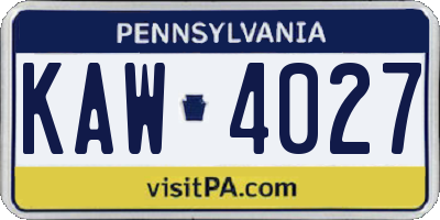 PA license plate KAW4027