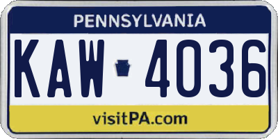 PA license plate KAW4036