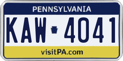 PA license plate KAW4041
