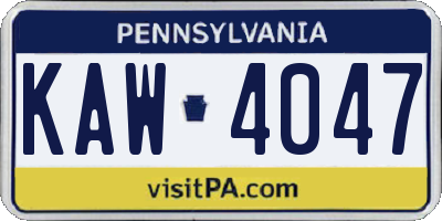 PA license plate KAW4047