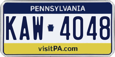 PA license plate KAW4048