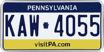PA license plate KAW4055