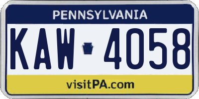 PA license plate KAW4058