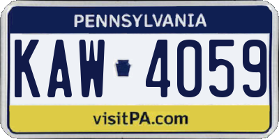 PA license plate KAW4059