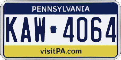PA license plate KAW4064