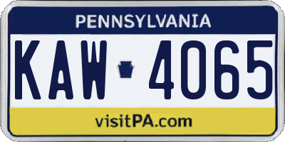 PA license plate KAW4065