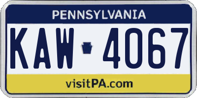 PA license plate KAW4067
