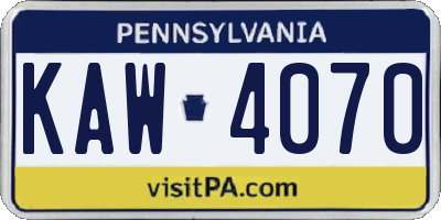 PA license plate KAW4070