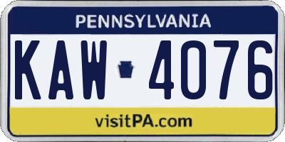 PA license plate KAW4076