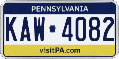 PA license plate KAW4082