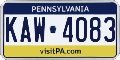 PA license plate KAW4083