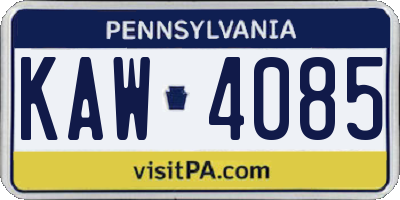 PA license plate KAW4085