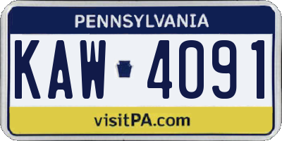 PA license plate KAW4091