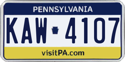 PA license plate KAW4107