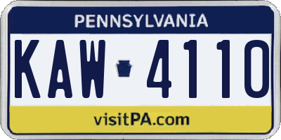 PA license plate KAW4110