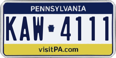PA license plate KAW4111